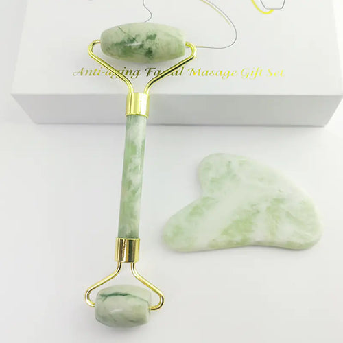 Jade Facial Roller Gua Sha Set